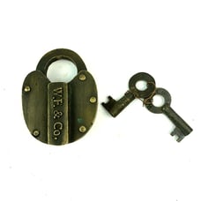 Vintage 3 Brass Wells Fargo W.F. & Co Strong Box Padlock Lock Keys