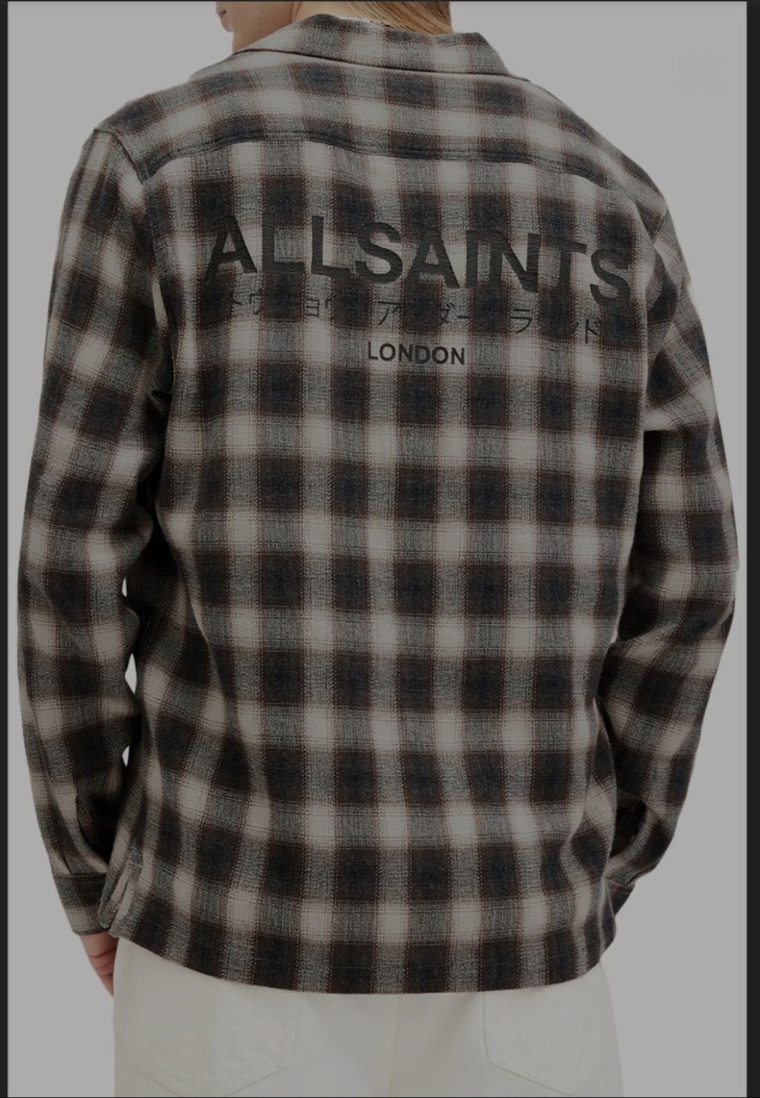 AllSaints Underground Check Graphic Long Sleeve Size M