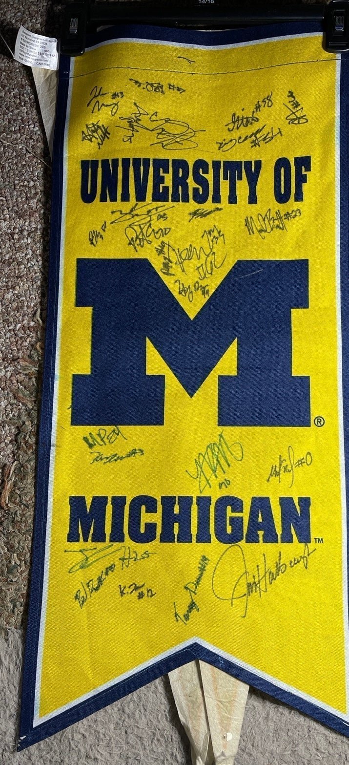 michigan wolverines banner signed by whole team and coach