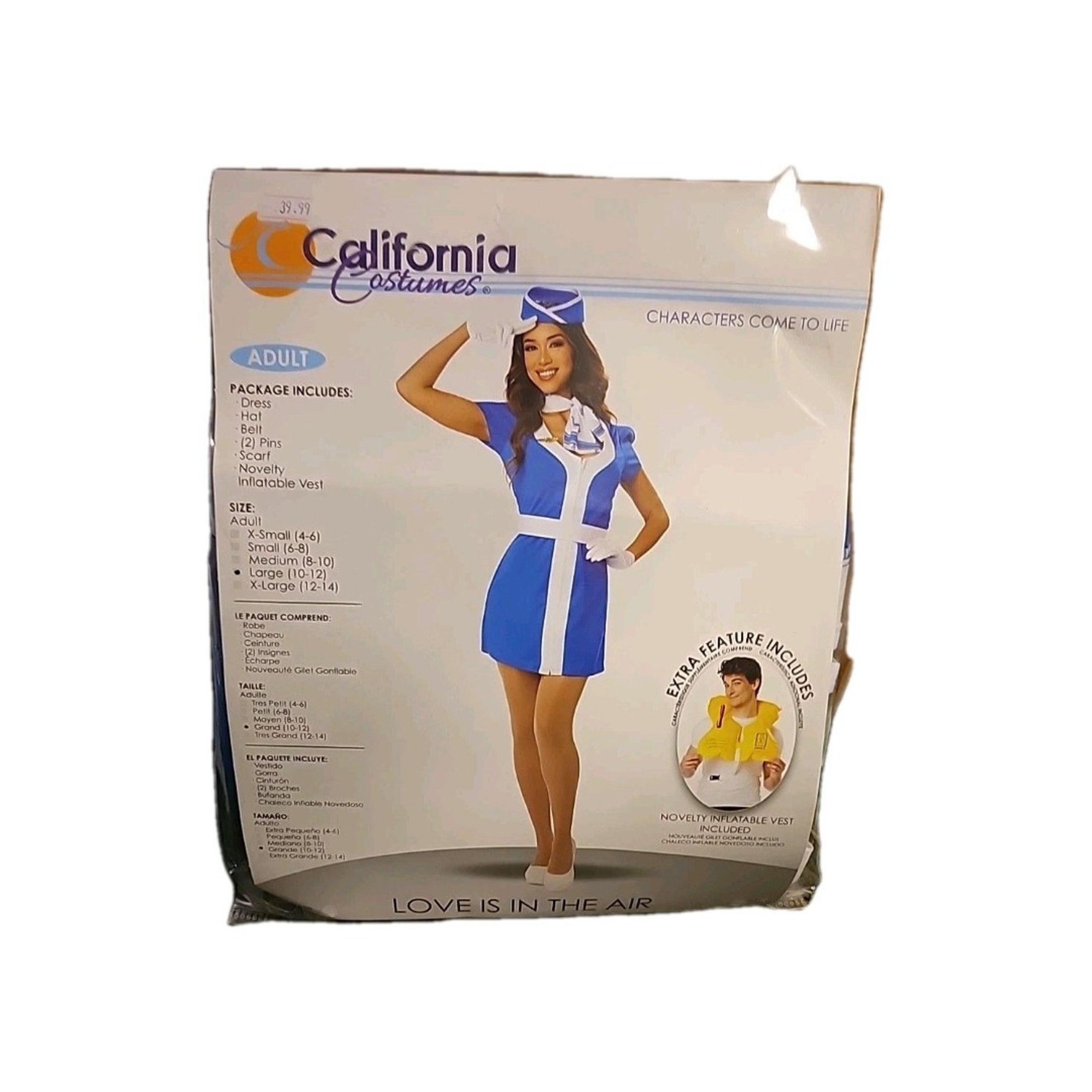 California Costumes Flight Attendant Love Is In The Air, Women’s Size L New