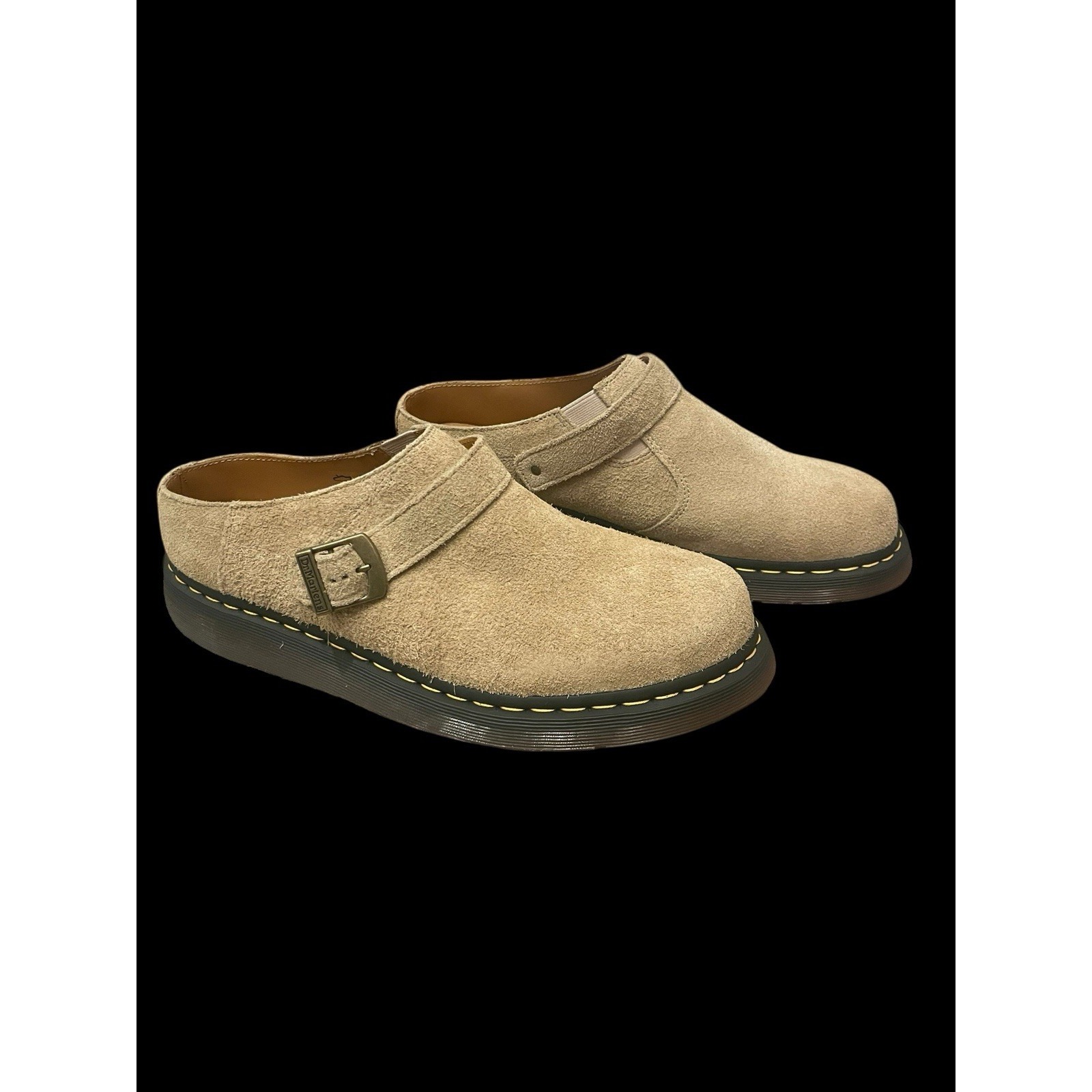 Dr. Martens Isham Desert Oasis Taupe Beige Suede Leather  Mules Mens 13 Slip On