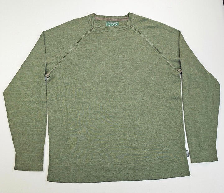 Woolrich Size XL Mens Green Wool Long Sleeve Logo Tag Pullover Crew Neck Sweater