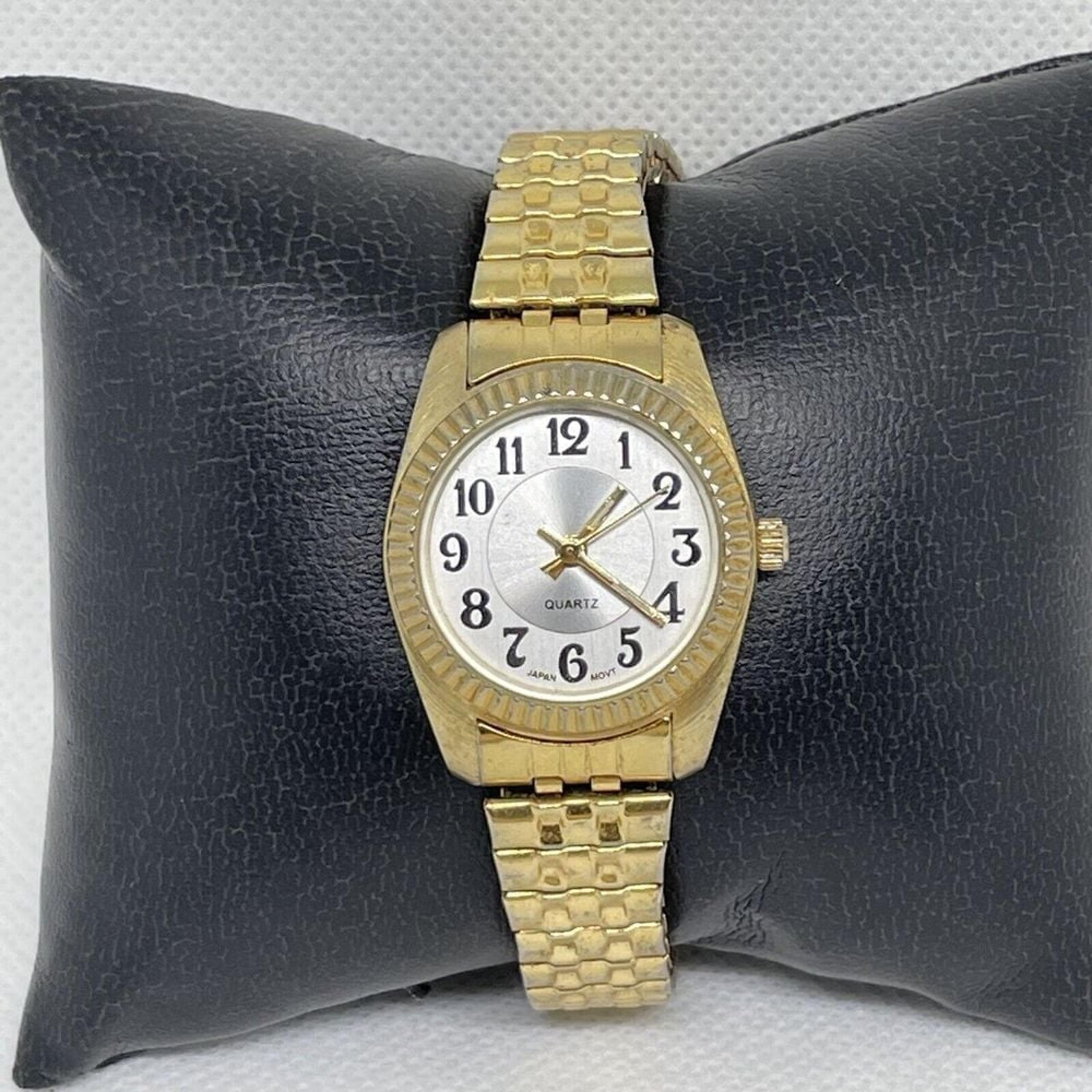 M Z Berger Watch Women's Gold Tone Stretch Band Quartz Japan Movement  Works
