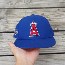 Size 7 1/4 Men New Era Anaheim Angels 2002 World Series Patch Hat Club Pink Brim