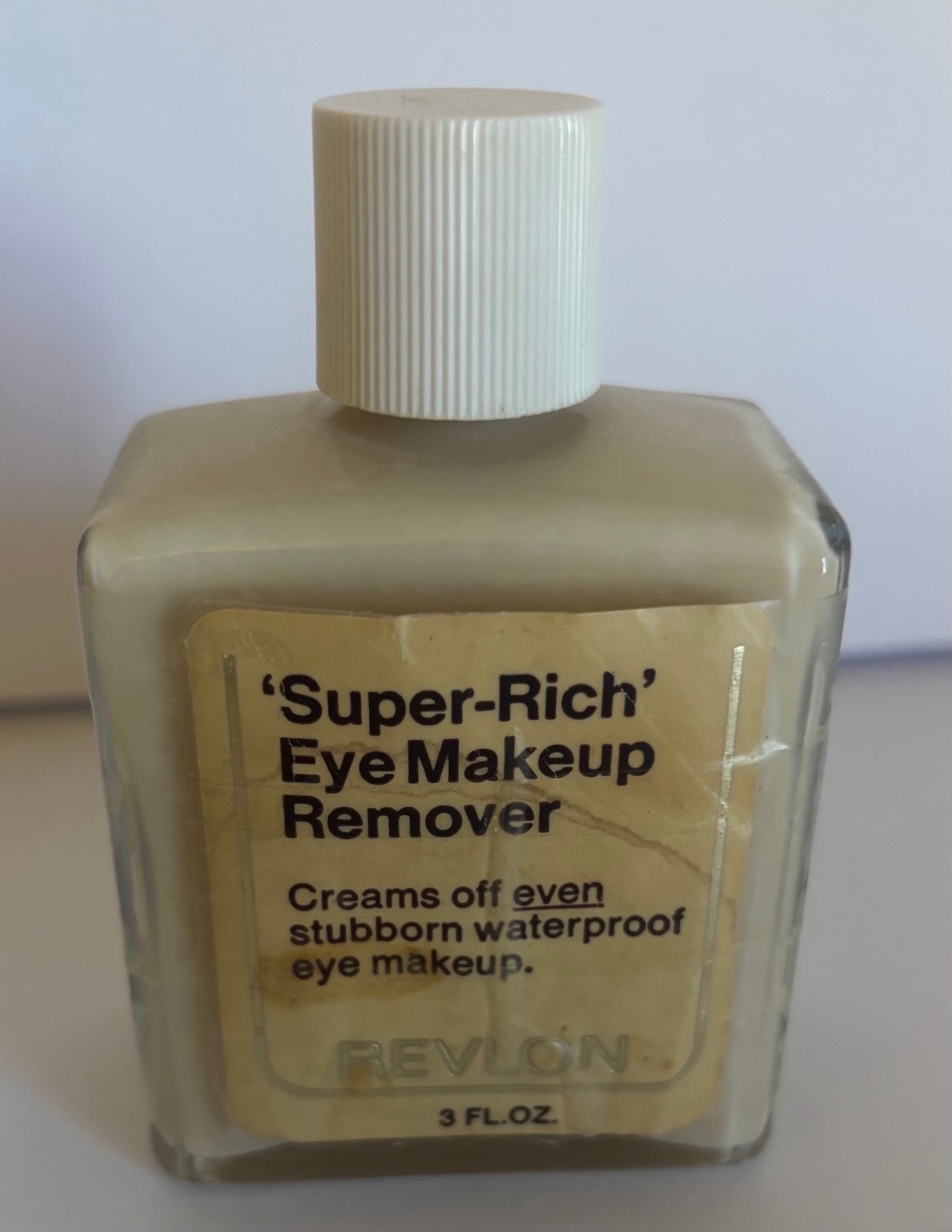 Vintage 70s 80s Revlon Super Rich Eye Makeup Remover Glass Bottle Rare!