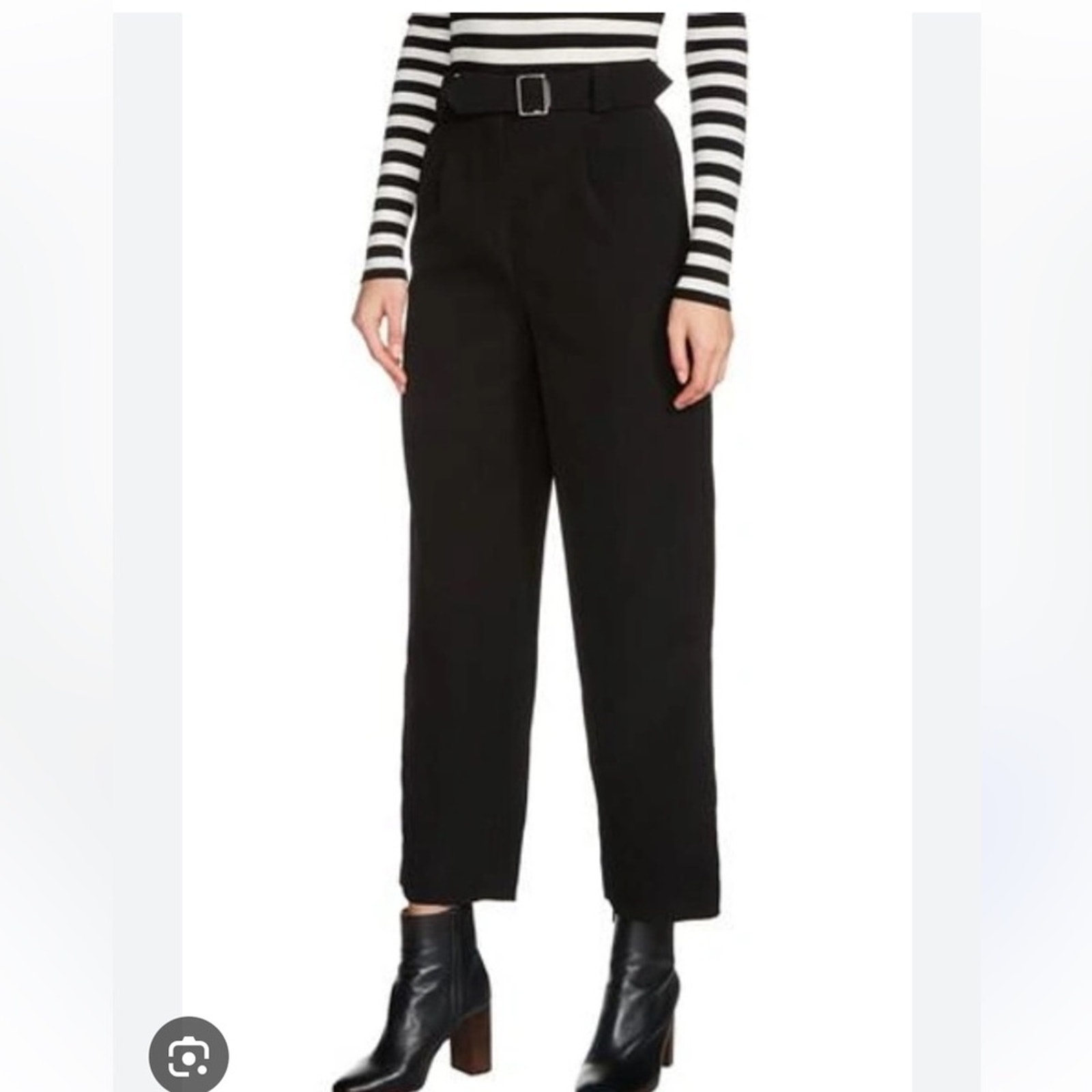 Maje Belted High Waisted Crop Pants