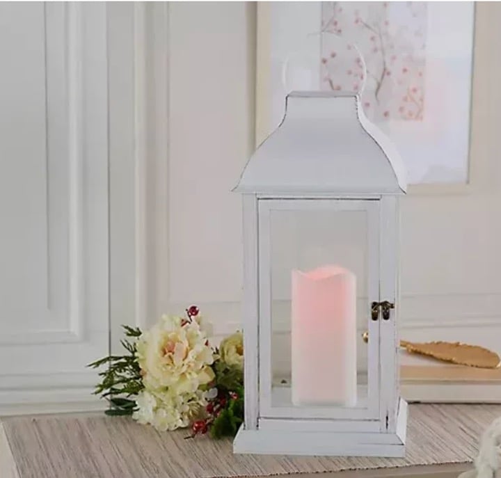 Home Reflections 23 In/Outdoor Lantern w/Color Morphing Pillar WHITE