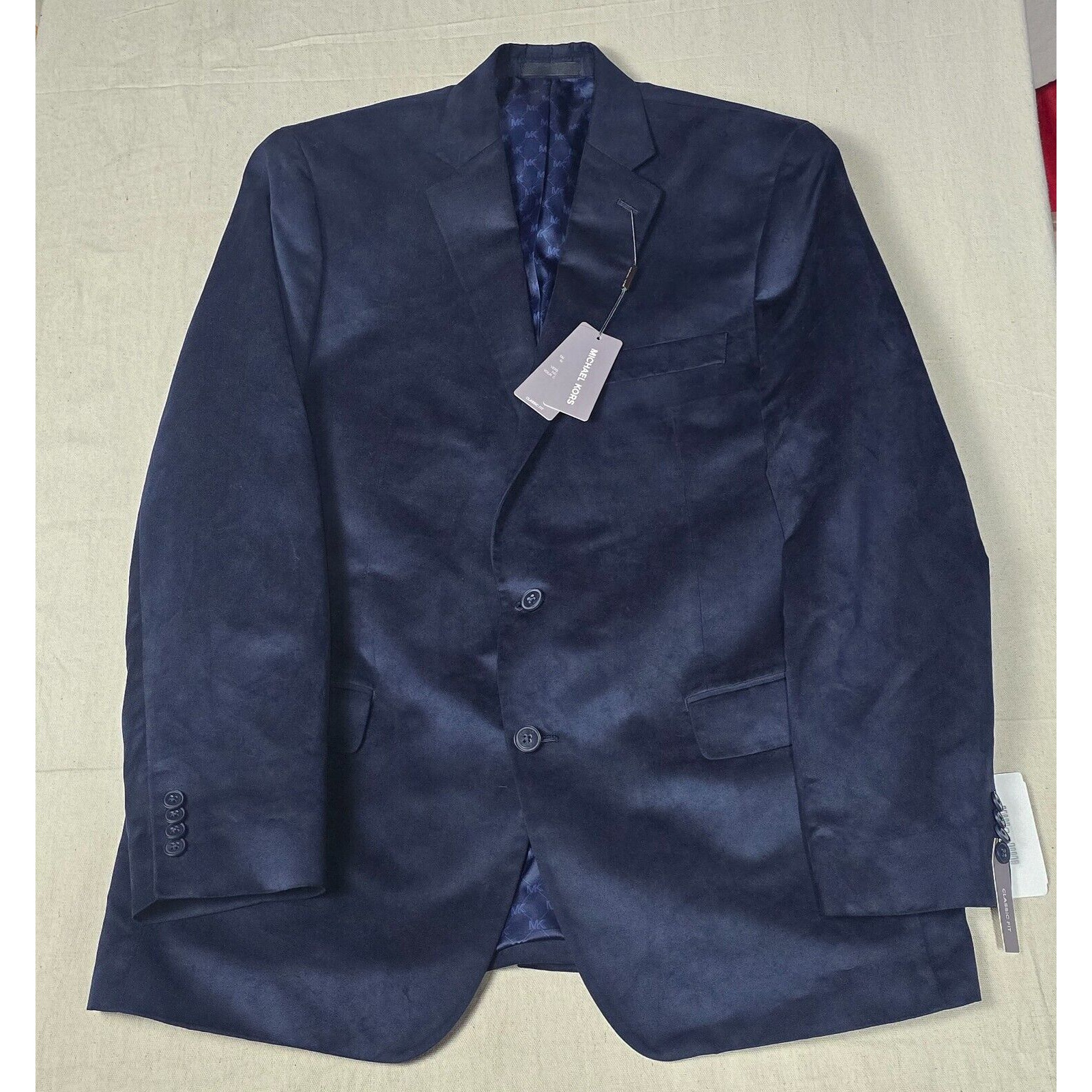 Michael Kors Navy Blue Velvet Blazer Sport Coat 44L Classic Fit NWT