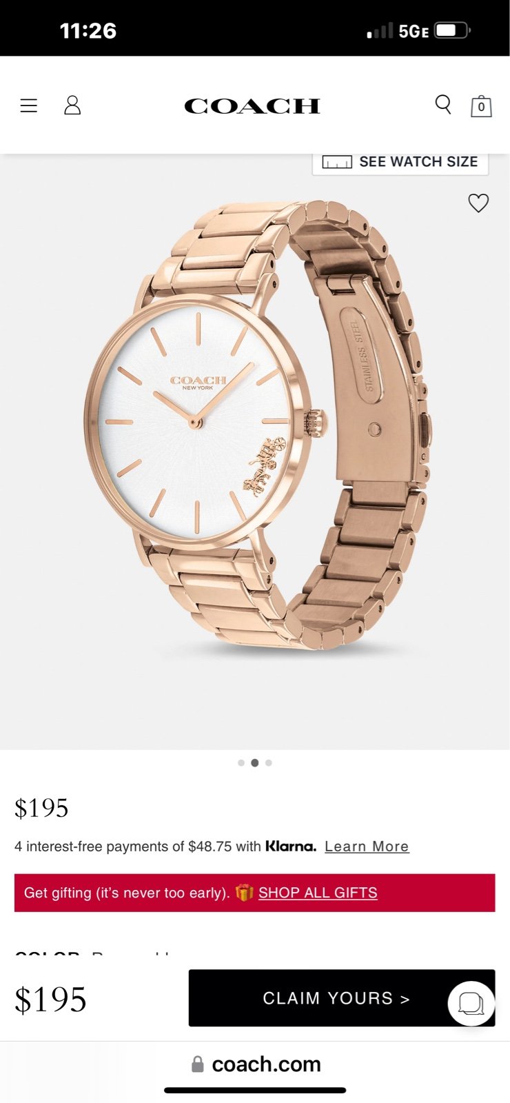 Coach watch, women’s , rose gold