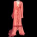 Pink Floor Length Ruffled Mesh Robe