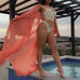Pink Floor Length Ruffled Mesh Robe