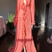 Pink Floor Length Ruffled Mesh Robe