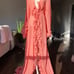 Pink Floor Length Ruffled Mesh Robe
