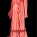 Pink Floor Length Ruffled Mesh Robe
