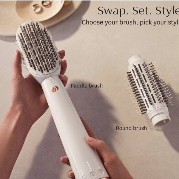T3 AirBrush Duo Interchangeable Hot Air Blow Dry Brush AA NWT
