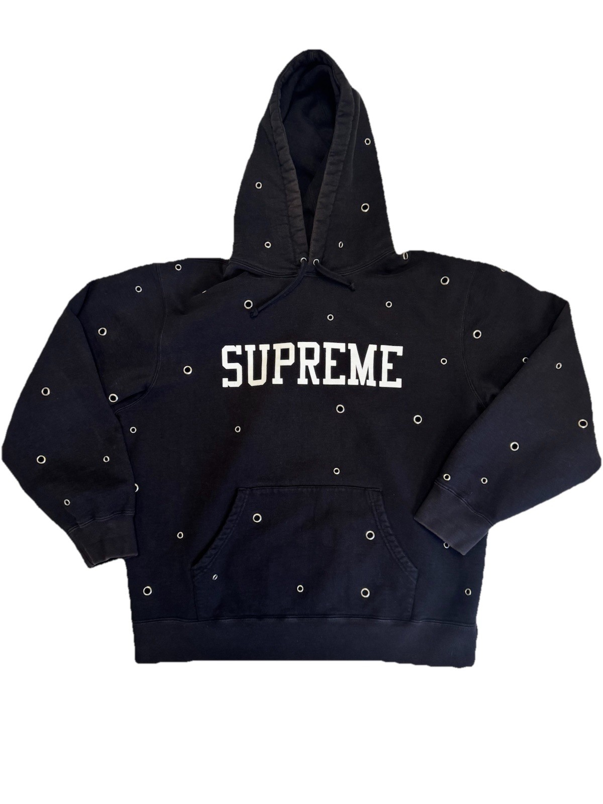 Supreme Eyelet Hooded Sweatshirt Size Large Black Box Logo