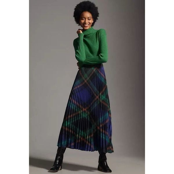 NWT Anthropologie The Isobel Silky Pleated Skirt by Maeve Size S