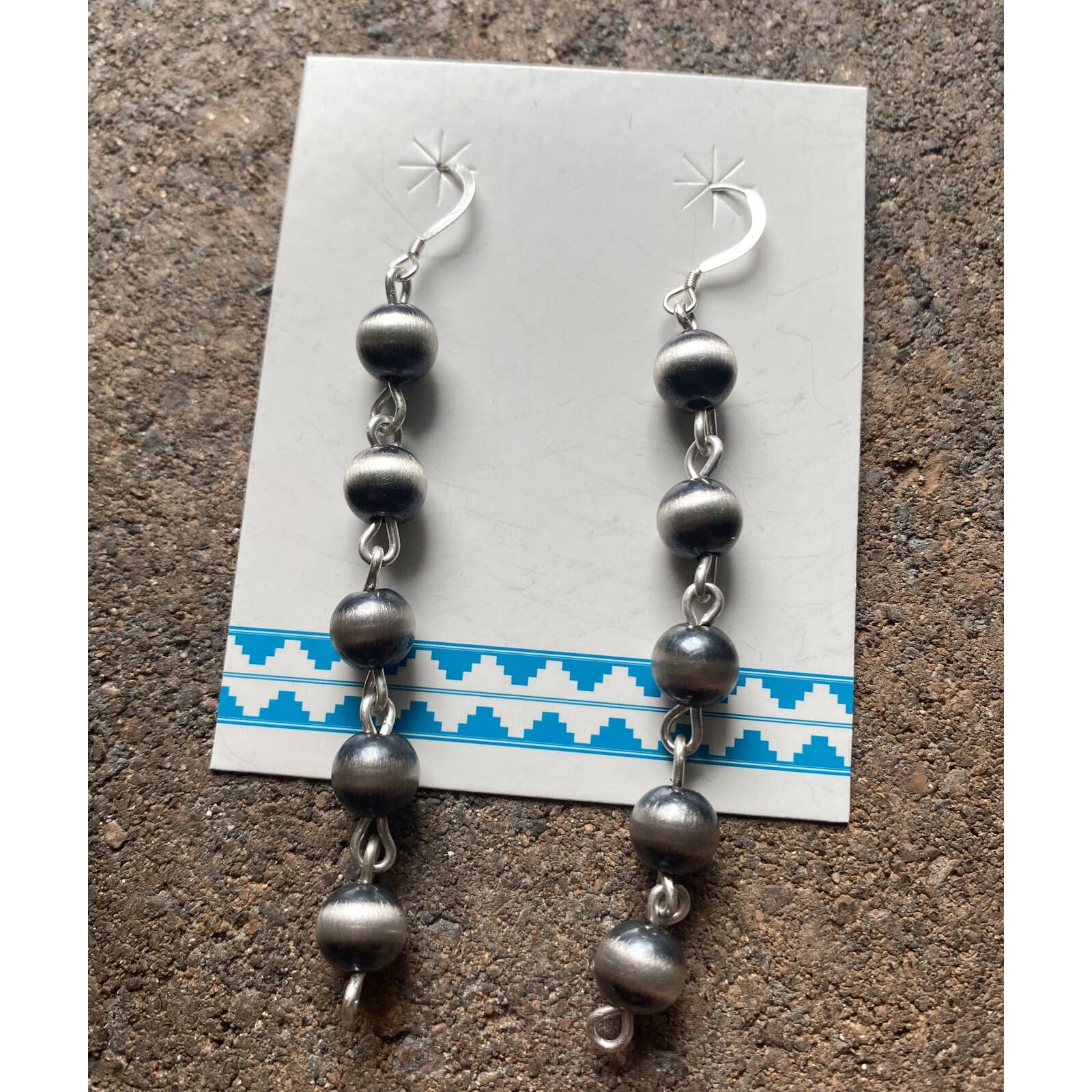 Sterling Silver 8mm Pearls Rosary Bead Drop Earrings.