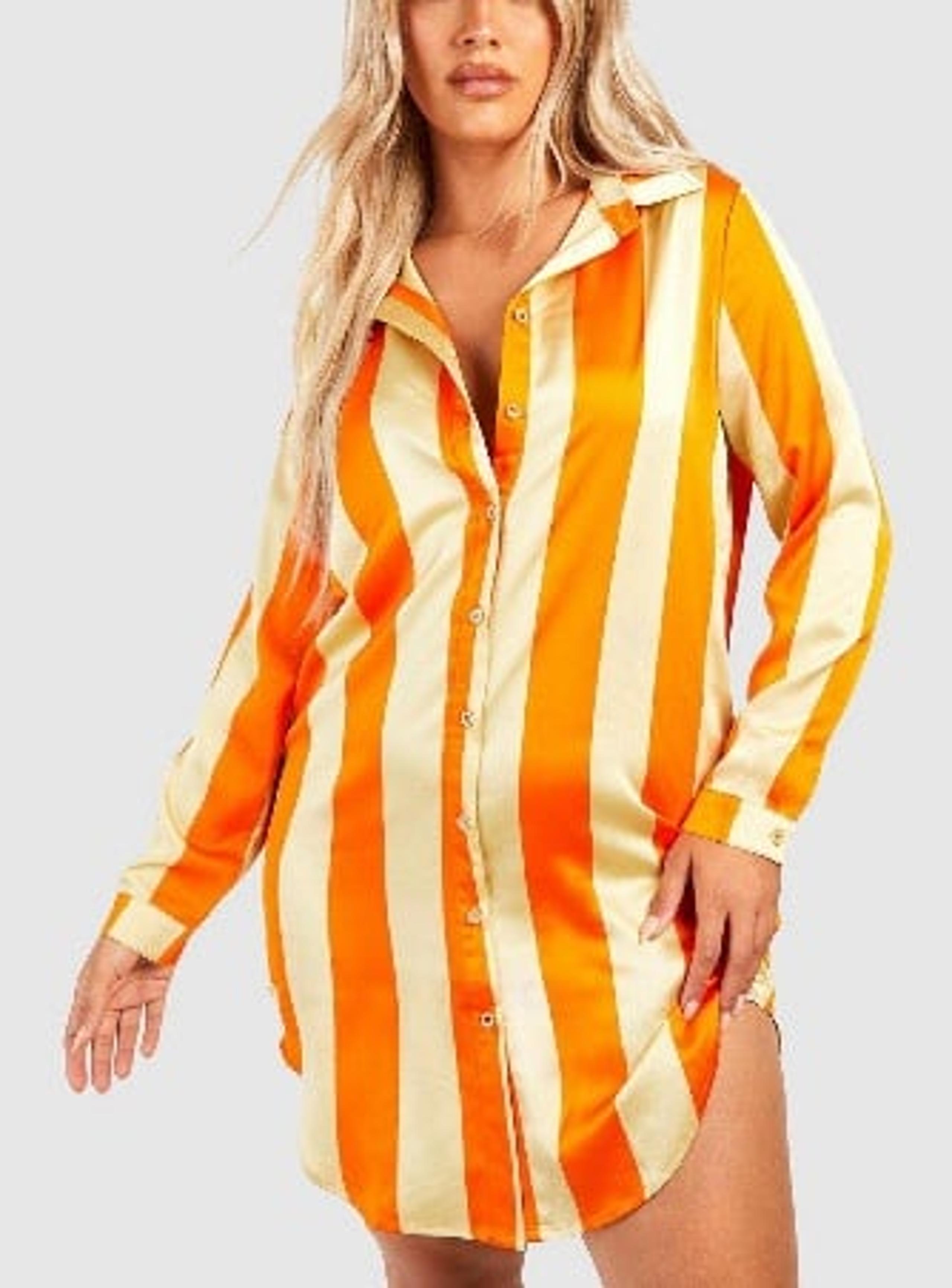 Orange PinStripped Shirt Dress (Plus Size 16)
