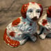 Antique Staffordshire red spaniel dog pair