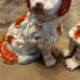 Antique Staffordshire red spaniel dog pair