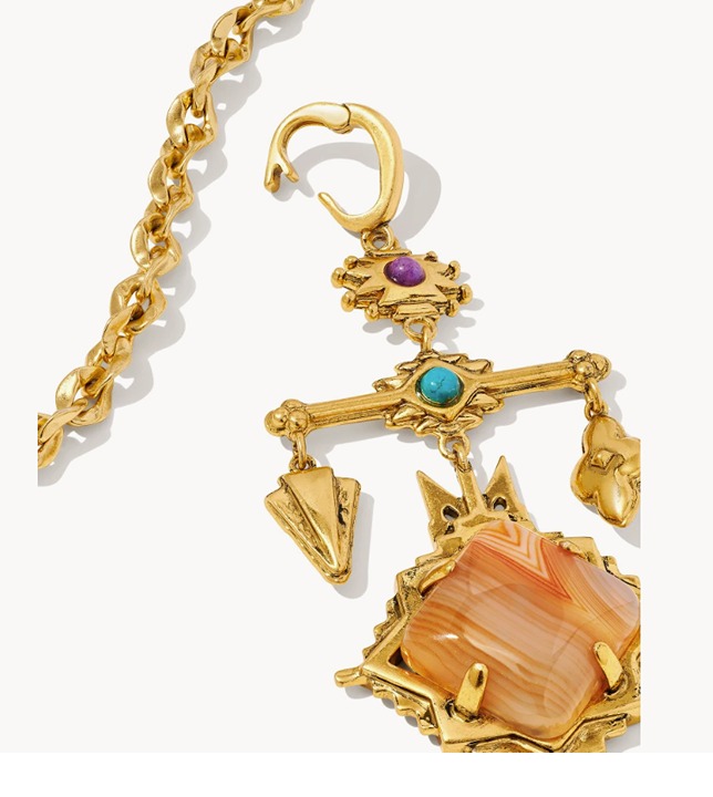 Kendra Scott - YELLOW ROSE Cass Vintage Gold Large Long Pendant Necklace