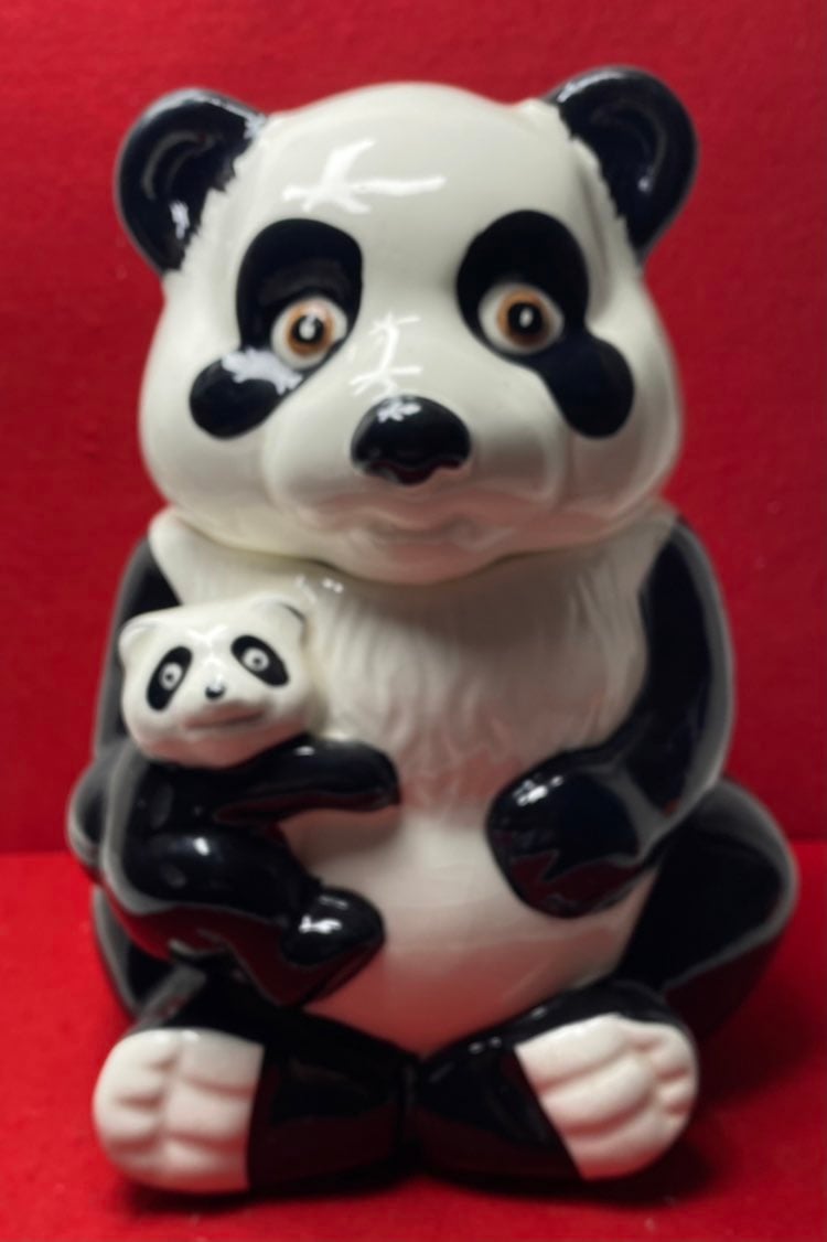 Panda Bear With Cub Cookie Jar