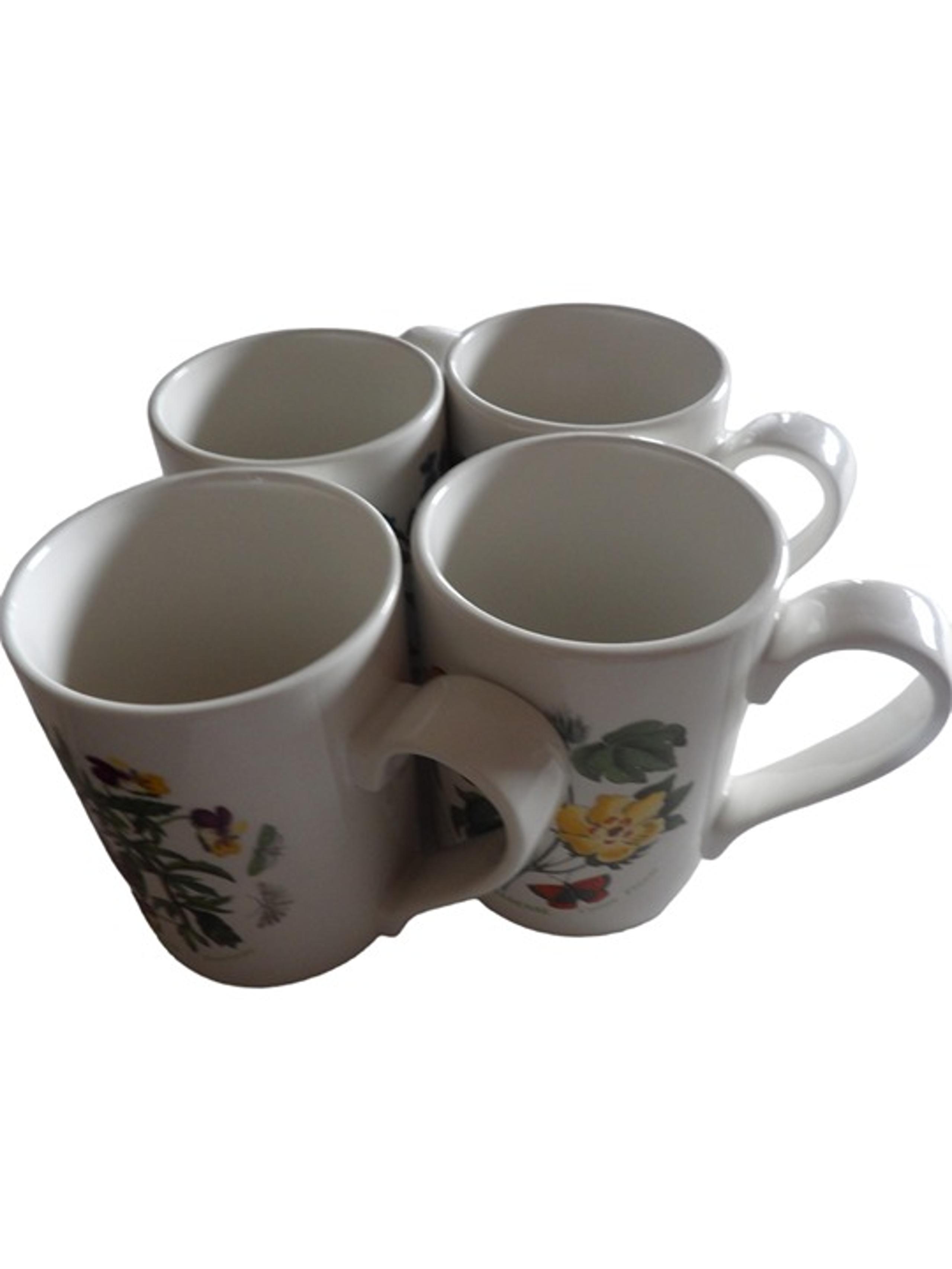 A set of four 12-ounce mugs with floral motif from Portmeirion Botanic Garden