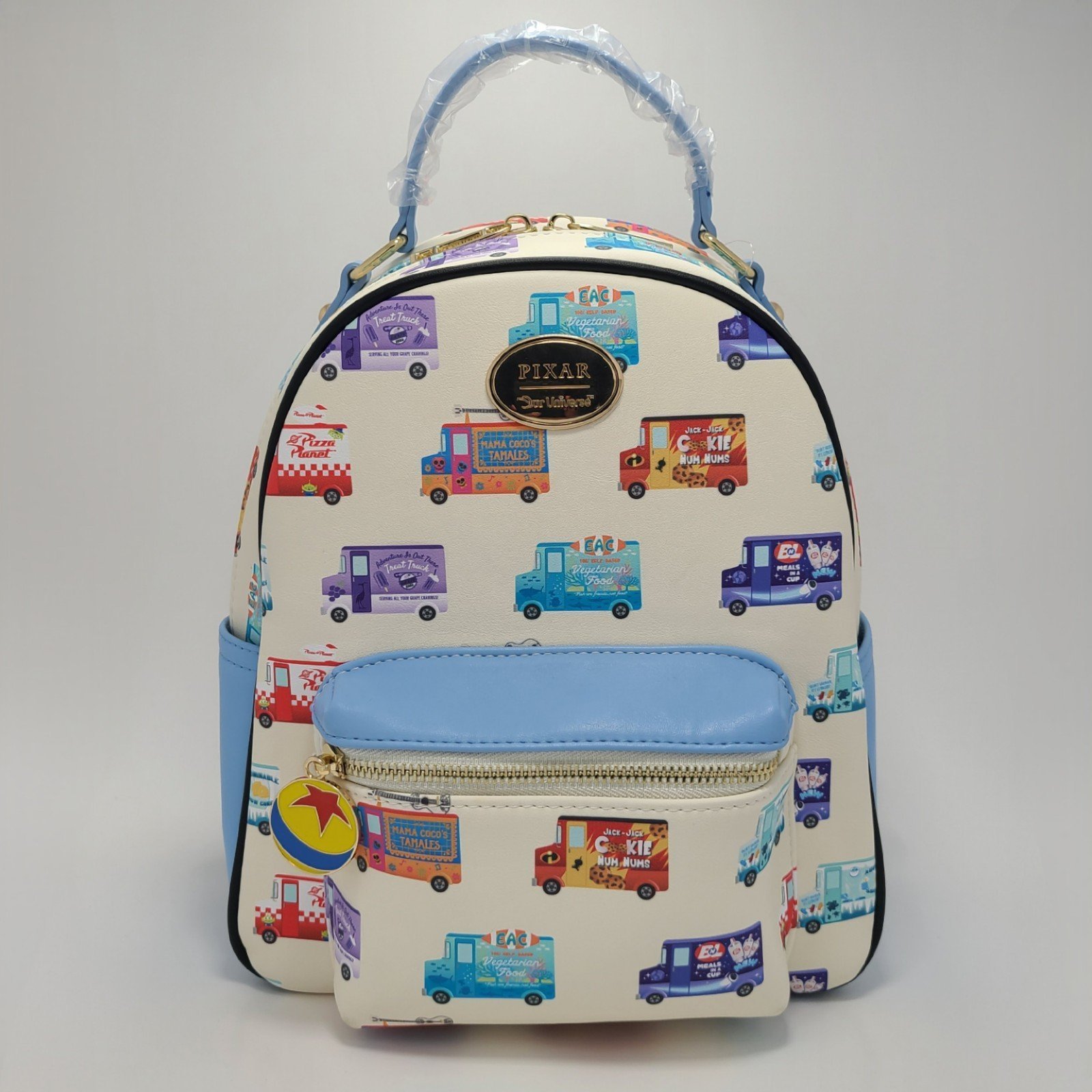 NWT Our Universe Disney Pixar Food Truck Allover Print Mini Backpack