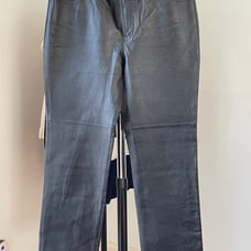 100% Black Leather Pants Size 6P