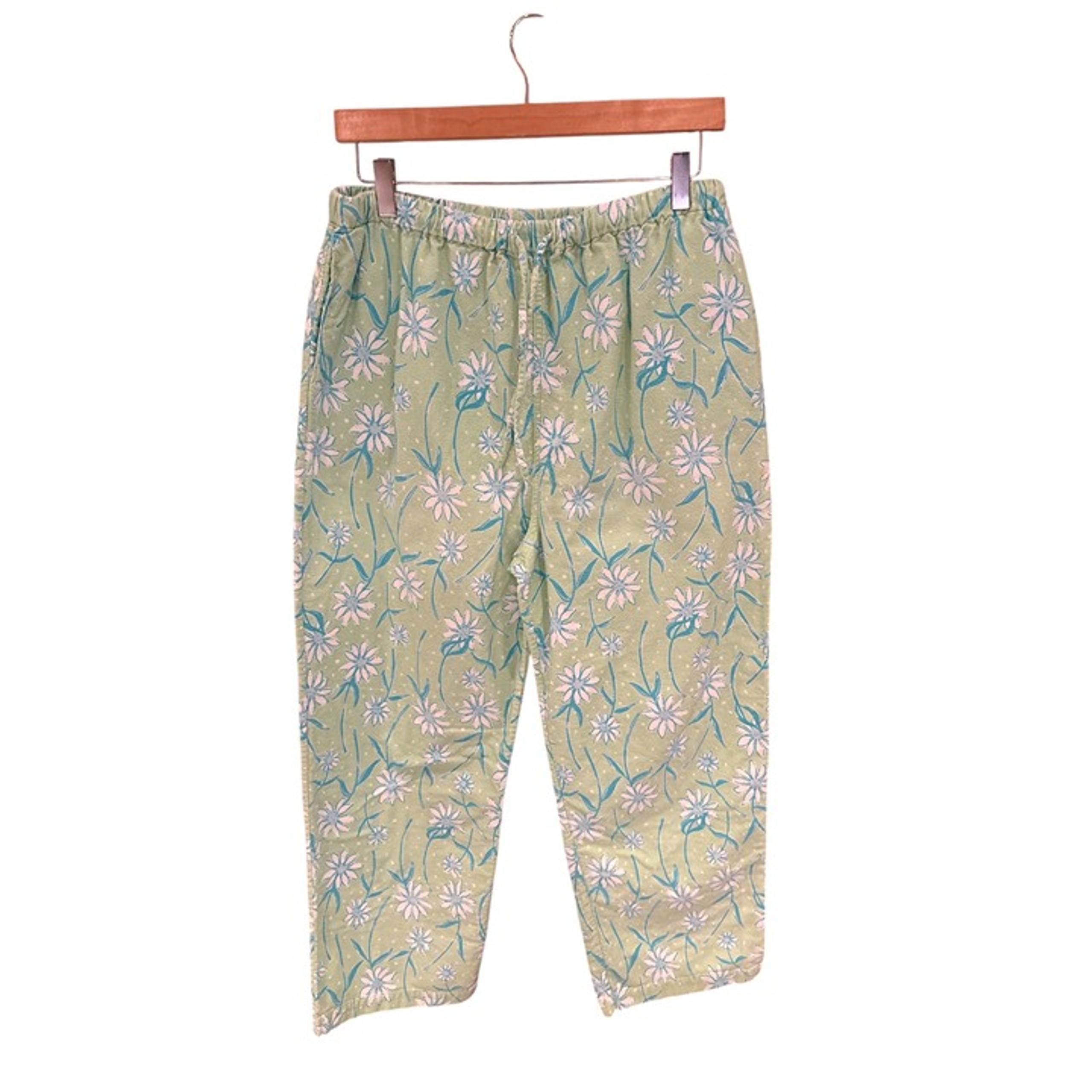 Lilly Pulitzer Womens Green Floral Print Lounge Pants Size L 100% Cotton Elastic