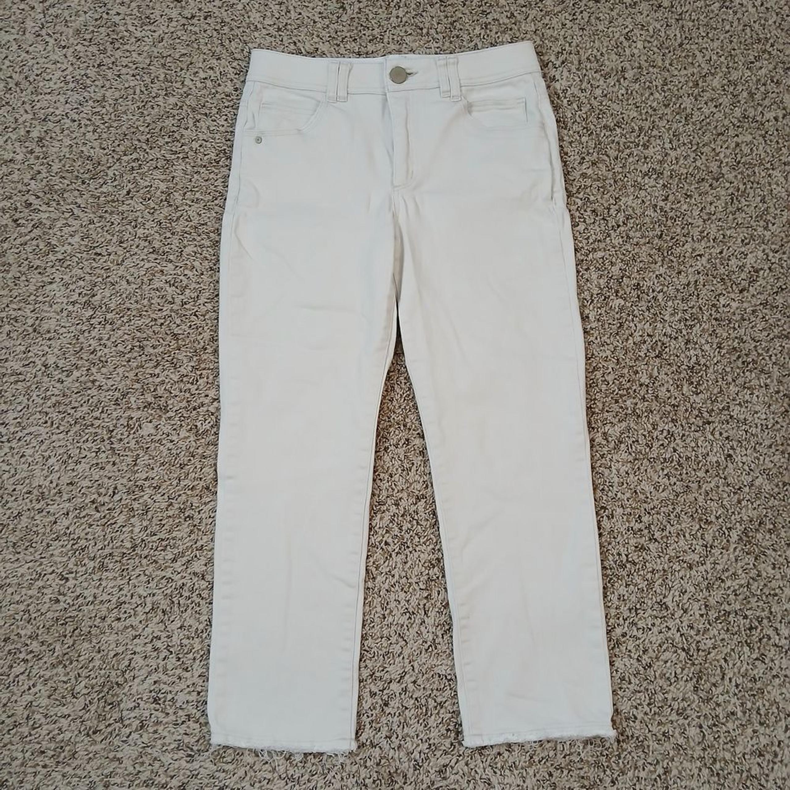 Jeans Womens 8 Cream White Ab Technology Stretchy Raw Hem Crop Denim - Democracy