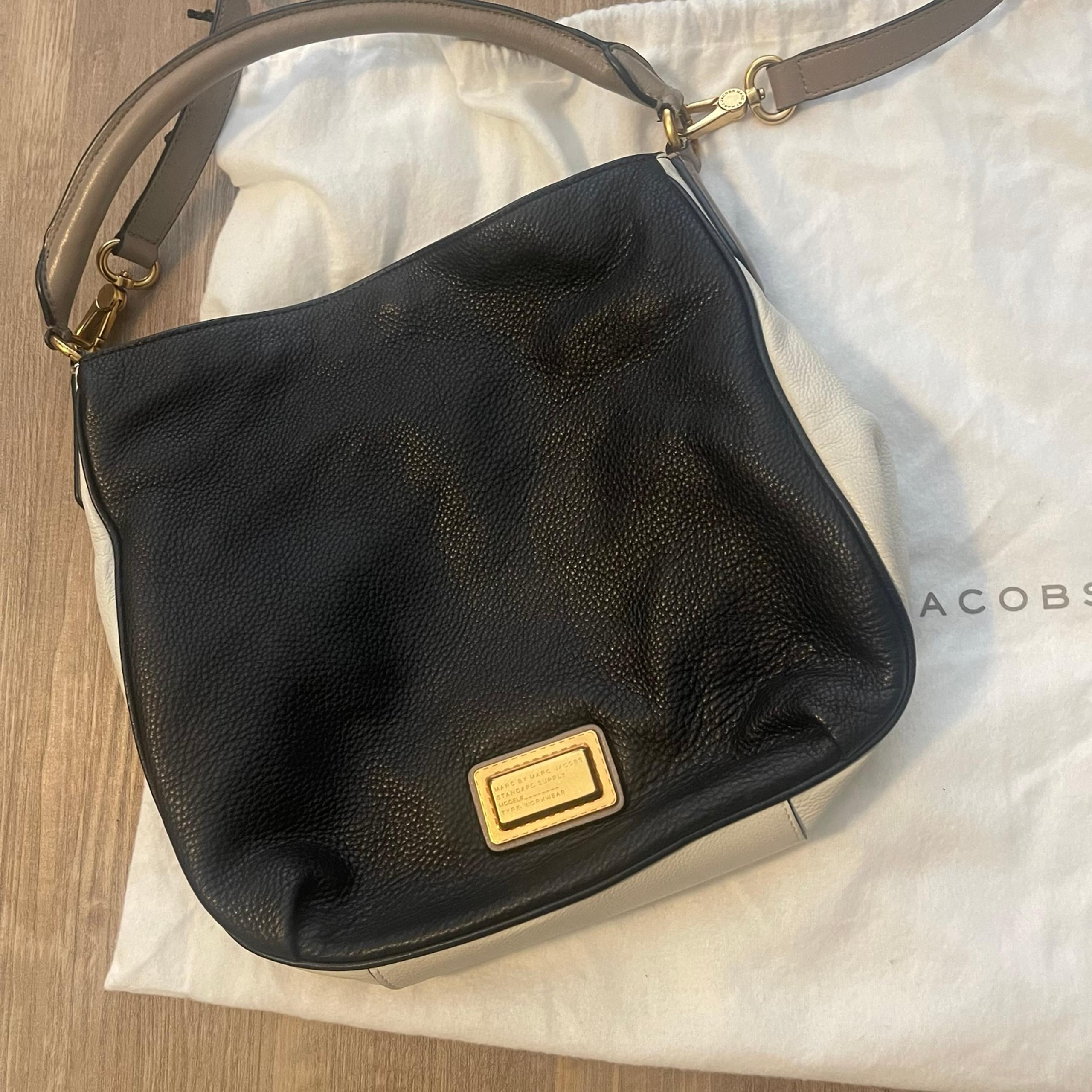 Marc by Marc Jacobs color block purse handbag - black/taupe/cream - must see!