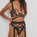 NWOT For Love and Lemons Swirly Embroidered black lace garter belt