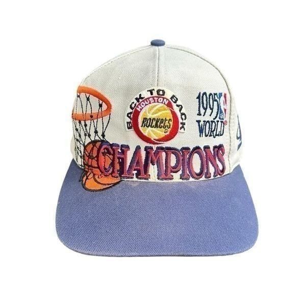 Vintage Logo Athletic Houston Rockets 1995 NBA Champions Snapback Hat Unisex