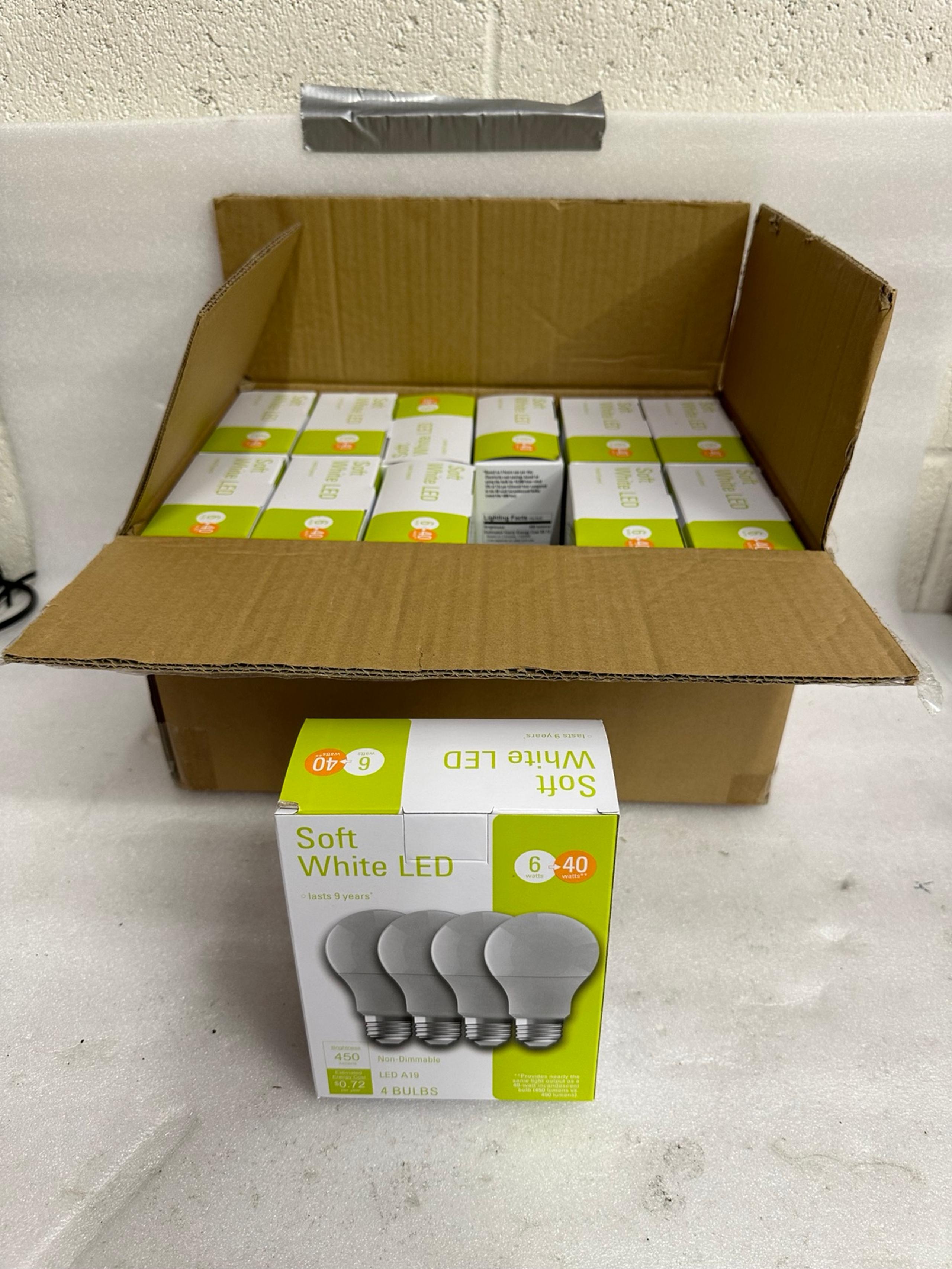 GE Lighting (32583) Soft White LED A19 Bulbs - 6Watts - 12 Packs Of 4 (48 Total)