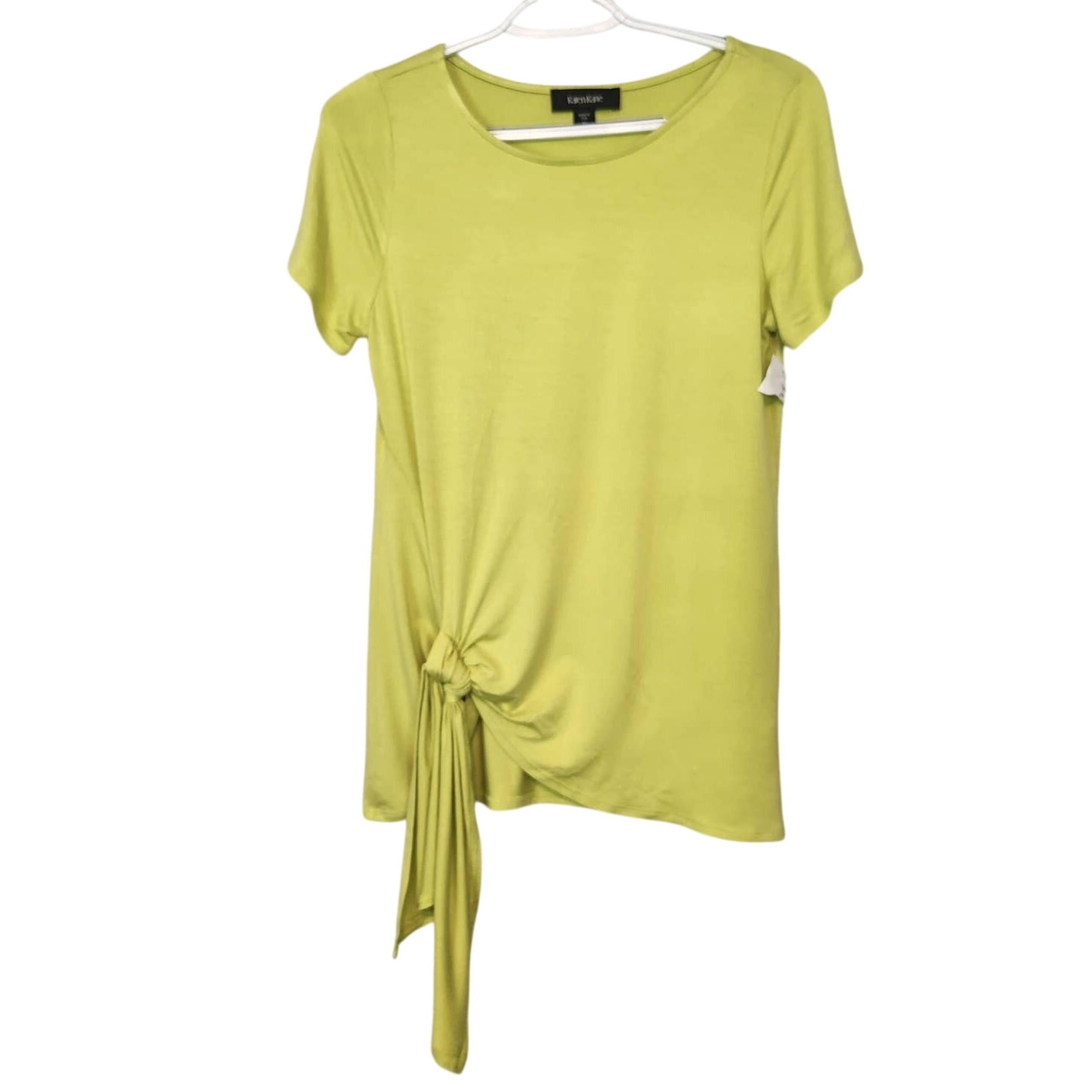 NWT Karen Kane Chartreus Short sleeve Tied Blouse Women's S