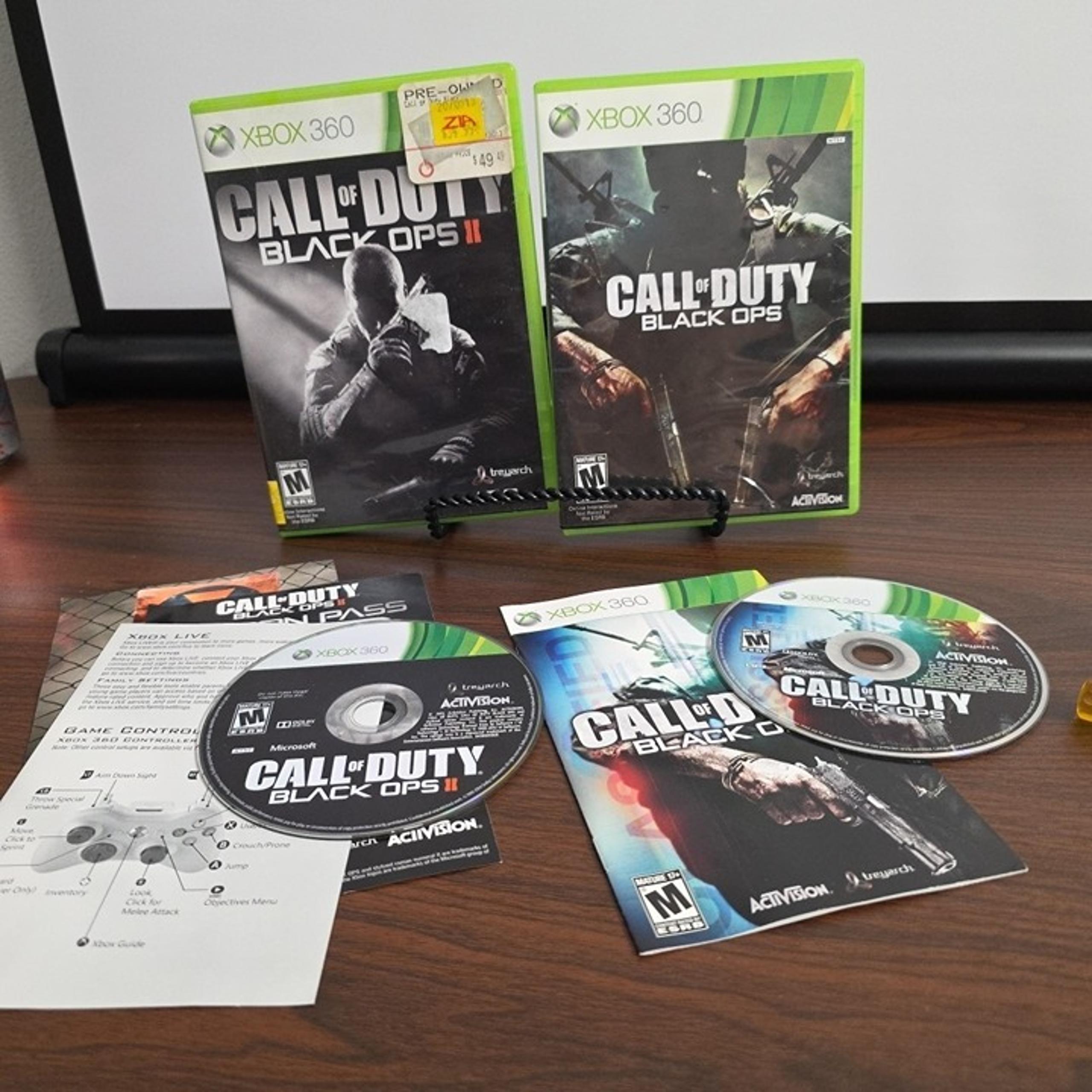 Call of Duty Black Ops 1 & 2 Combo Lot Microsoft Xbox 360
