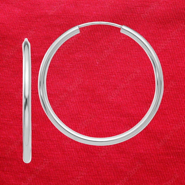 14k White Gold Polished Endless 2mm Hoop Earrings