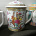 Vintage mid-century Chinese porcelain cup with lids