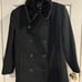 Halston Classic Pea Coat Black Wool With Brown Faux Fur Trim Size 8