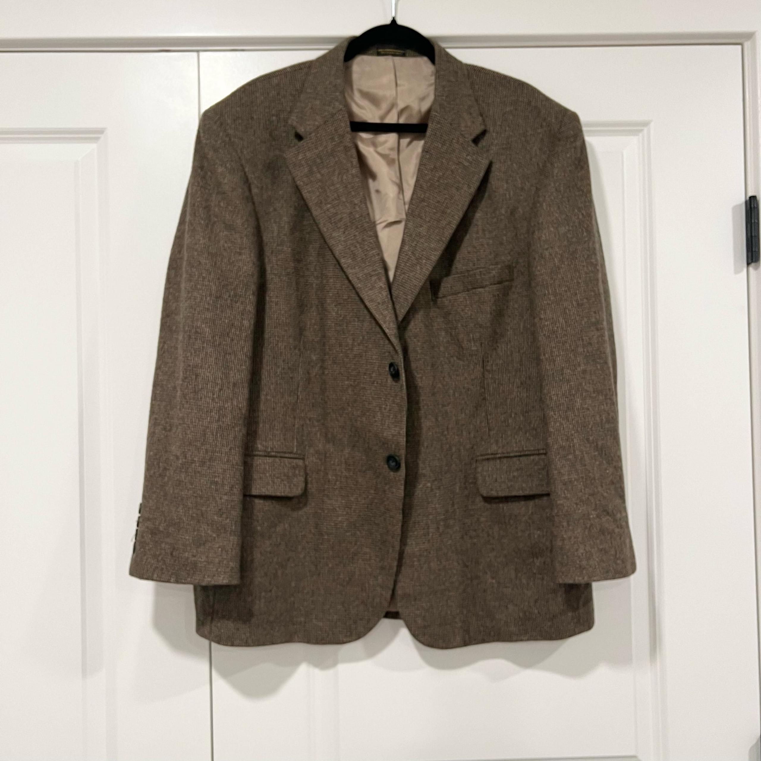 Oscar De La Renta Men's Brown Tweed Sports Coat Wool Camelhair Size 44S