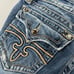 Rock Revival Celine Cropped Jeans size 30 Chunky Rhinestones Fleur De Lis Pocket