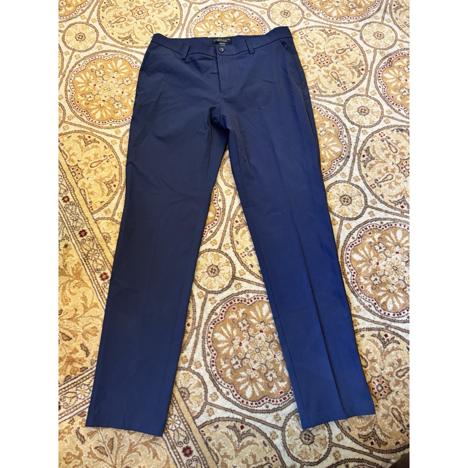 178 THE BLOOMINGDALE'S MENS STORE NAVY BLUE Spandex Nylon Pants 38Wx32L NWOT