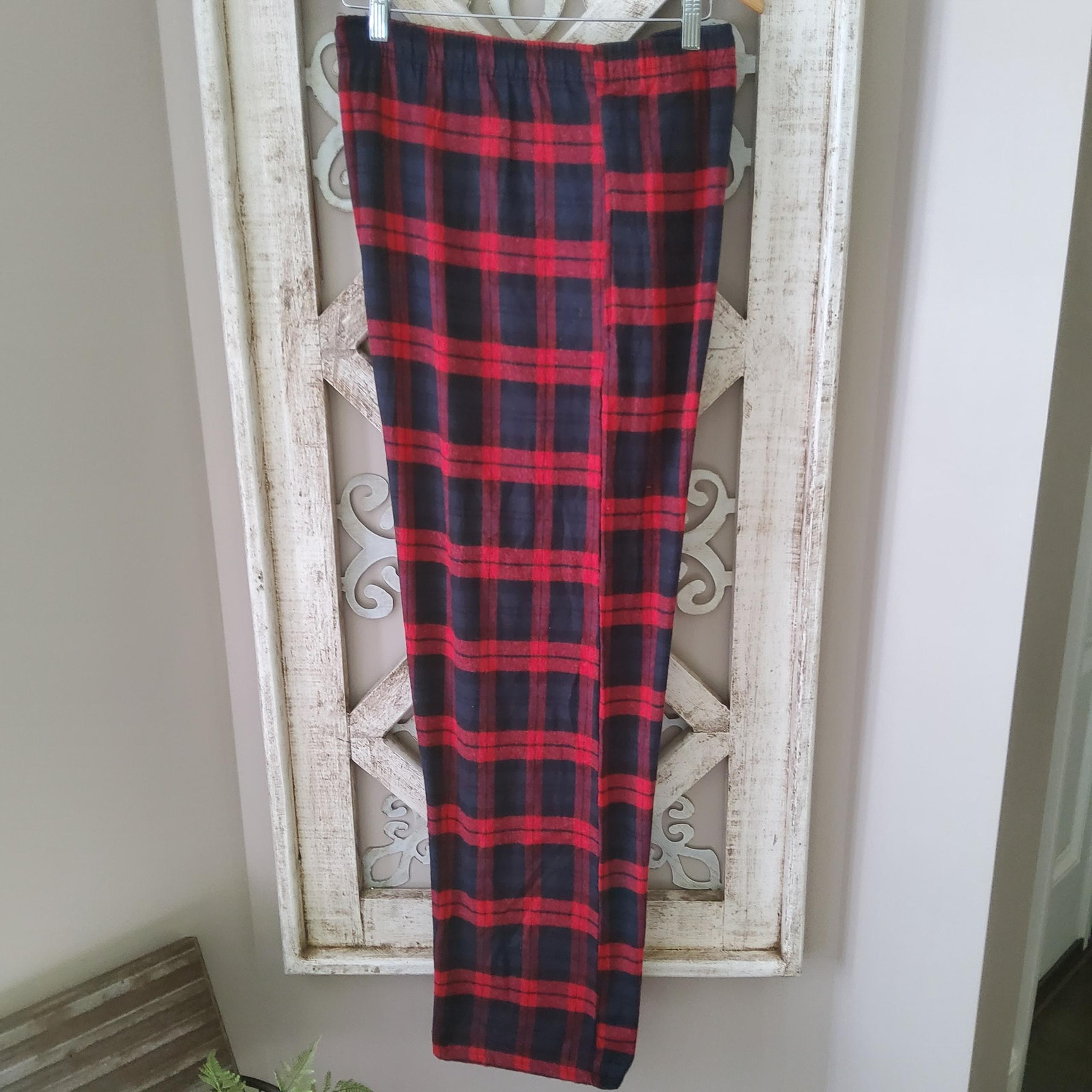 Architect Men's Lightweight Flannel Sleep Pants Athleisure Pajama in Red Plaid