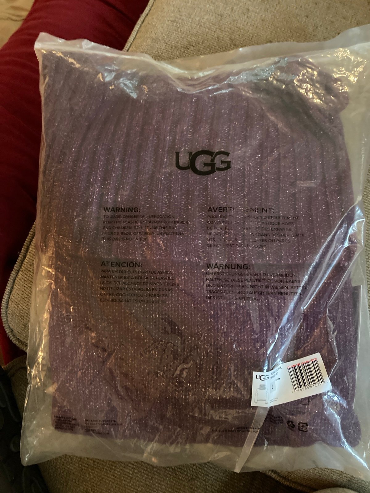UGG WOMENS LYLAH SWEATER ROLLNECK PULLOVER METALLIC SHIMMER DEEP PLUM SIZE L