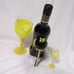 Wine bottle holder with glass and a shot of