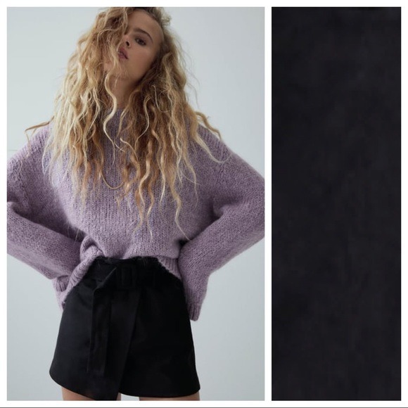 NWT. Zara Faux Suede High Waisted Skort. Size S.
