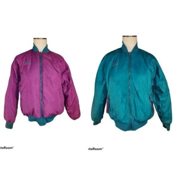Vintage Columbia COAT Jacket PUFFER Reversible Radial Sleeve WOMEN'S S WOMAN'S