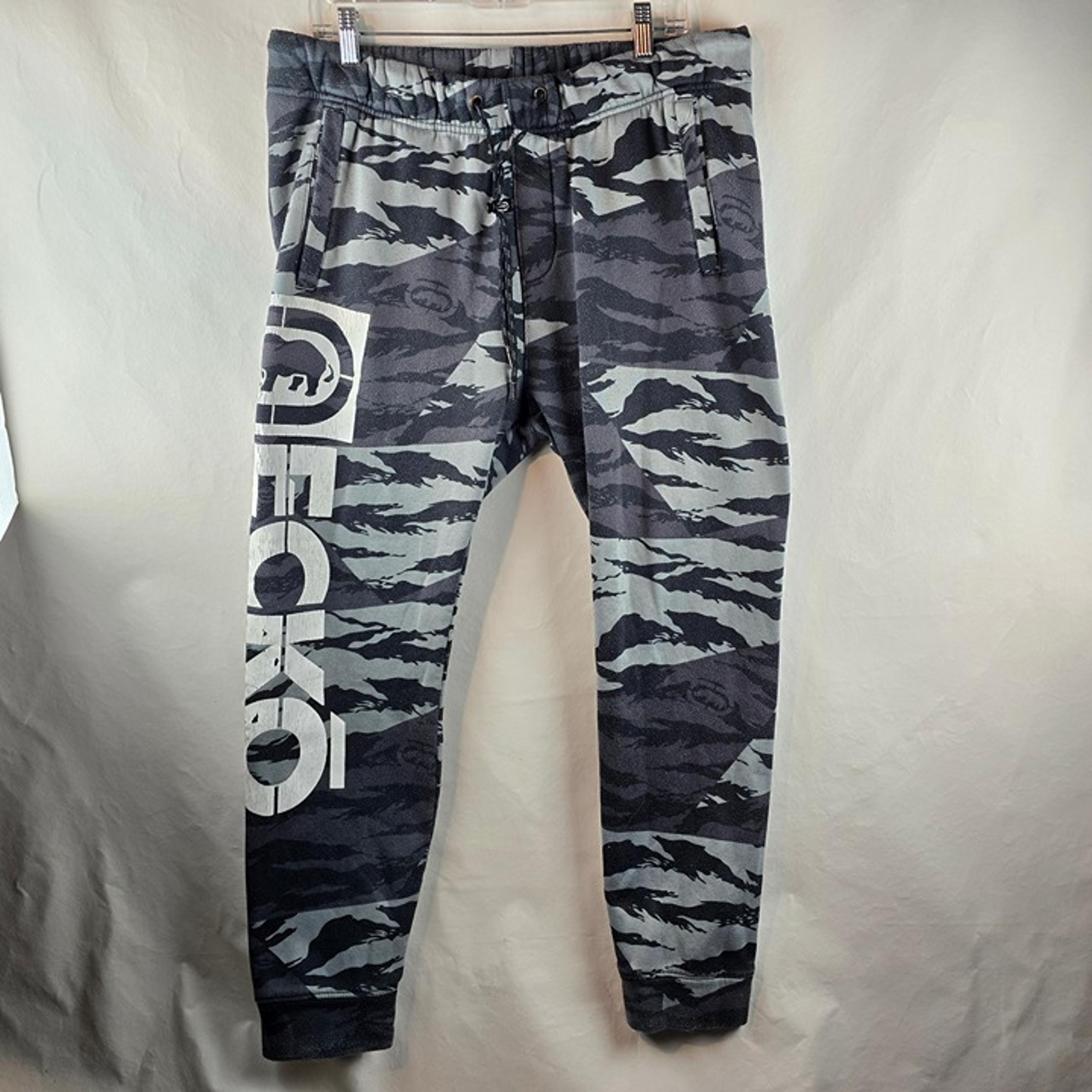 Ecko Unltd Sweatpants Mens XL Gray Camo Joggers Drawstring Pockets Athleisure